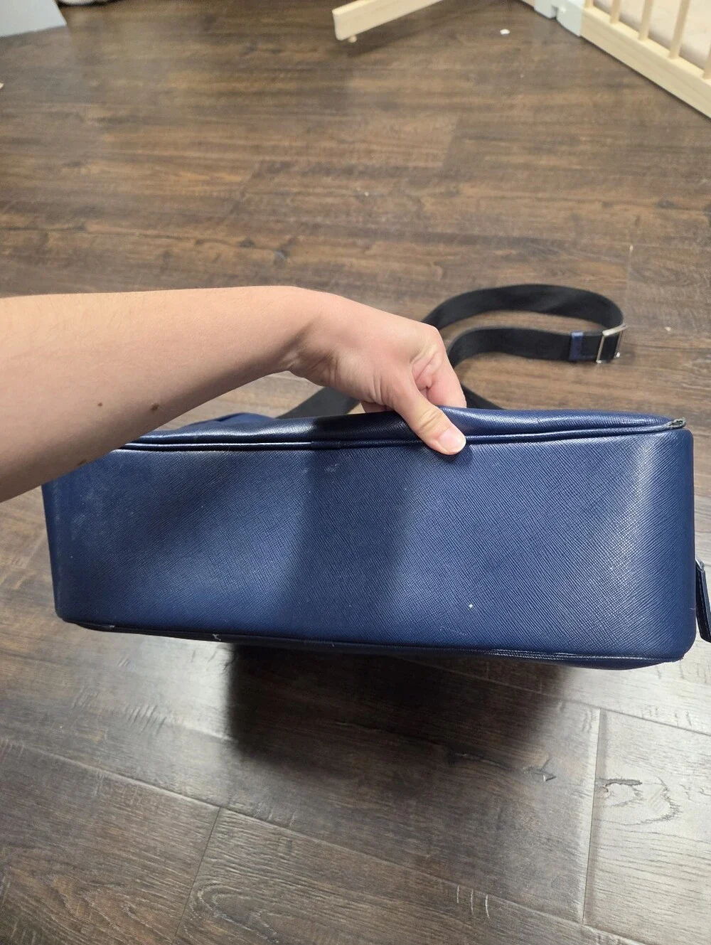 Montblanc Sartorial Large Leather Briefcase Double Zip Document Case Blue Navy